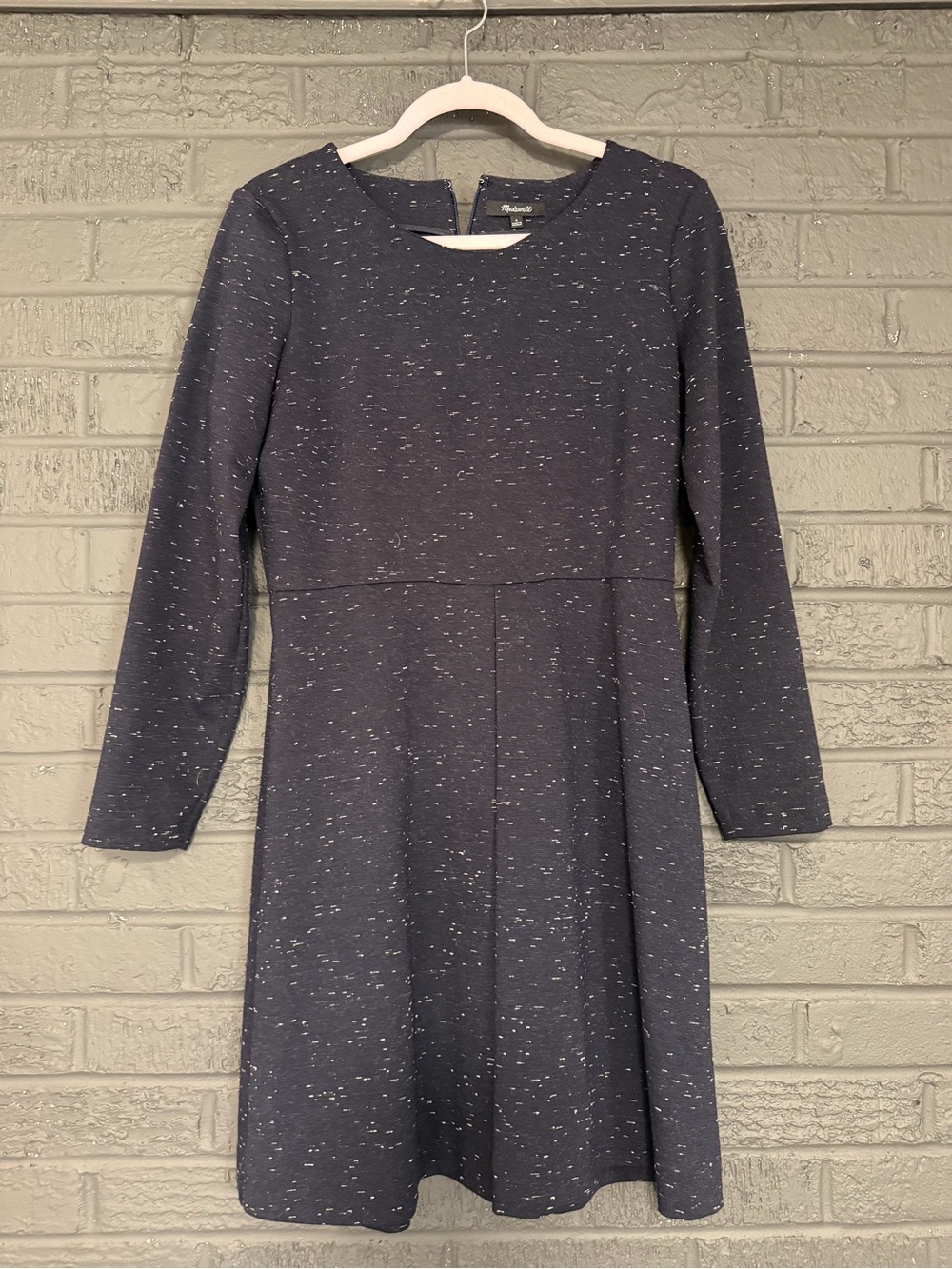 Madewell Navy with White Speckle Long-Sleeve Knit Dress